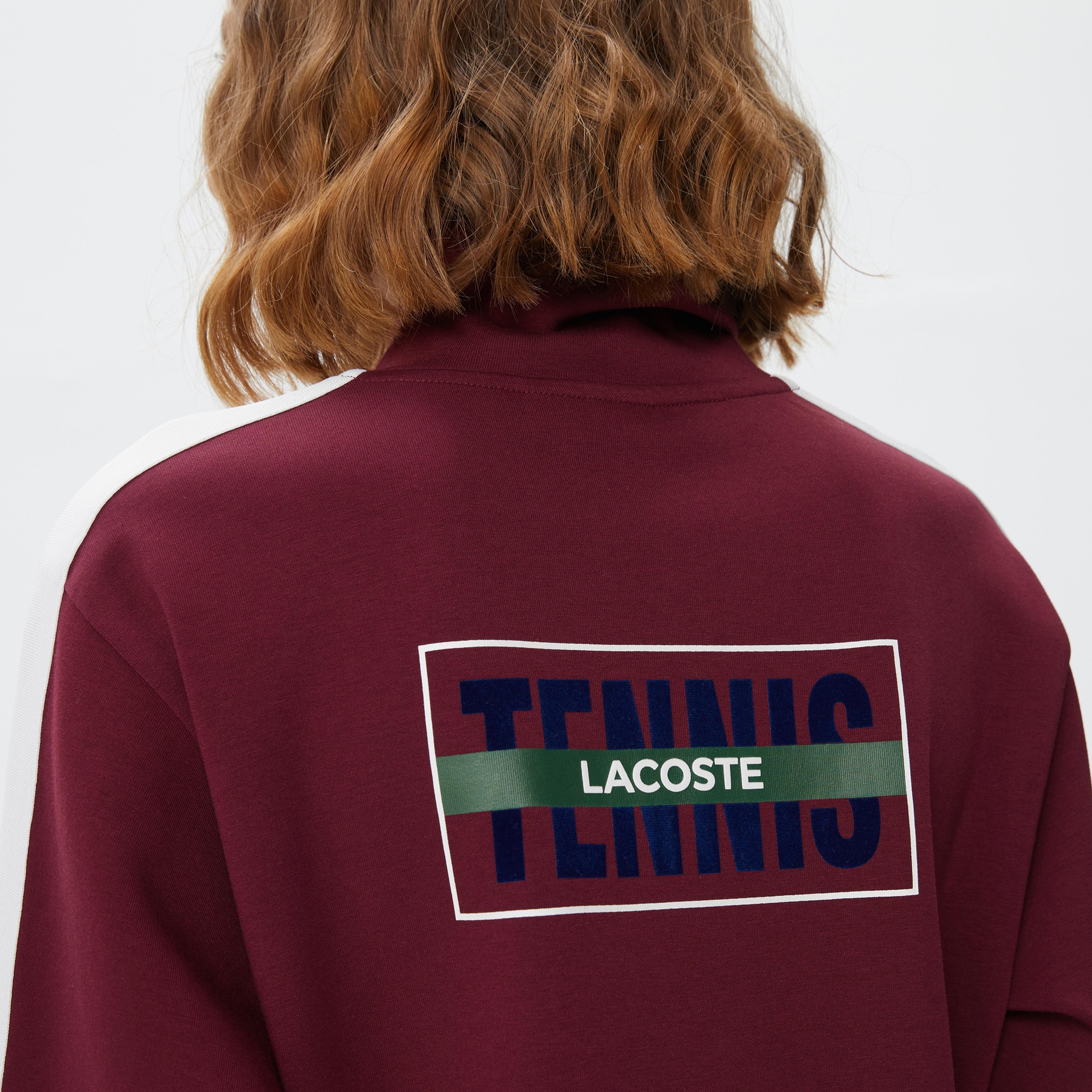Kadın Loose Fit Uzun Kollu Dik Yaka Baskılı Bordo Elbise Kadın Loose Fit Uzun Kollu Dik Yaka Baskılı Bordo Elbise