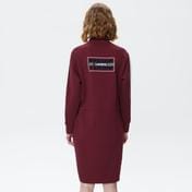 Kadın Loose Fit Uzun Kollu Dik Yaka Baskılı Bordo Elbise Kadın Loose Fit Uzun Kollu Dik Yaka Baskılı Bordo Elbise