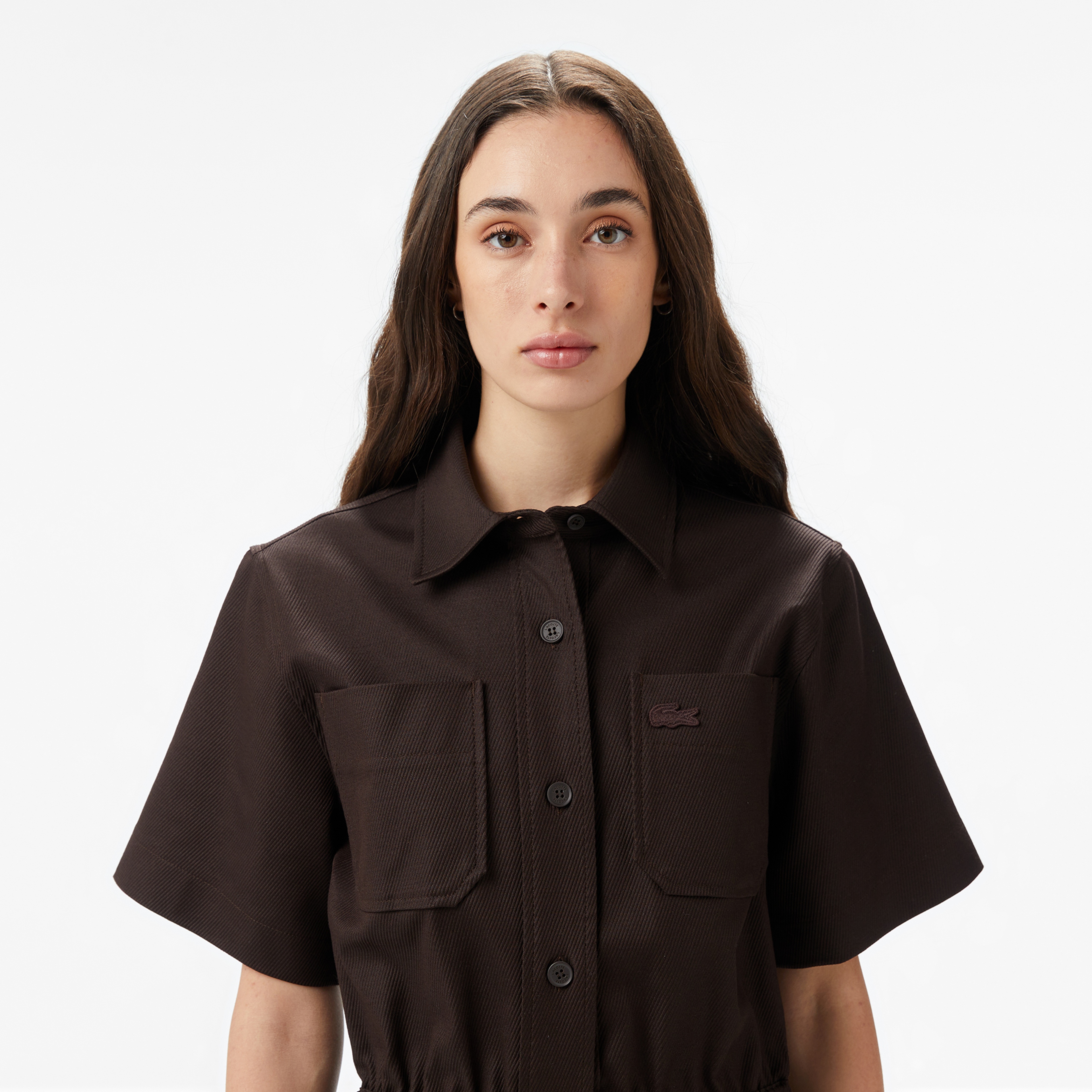 Lacoste Kadın Classic Fit Kısa Kollu Kahverengi Elbise Lacoste Kadın Classic Fit Kısa Kollu Kahverengi Elbise