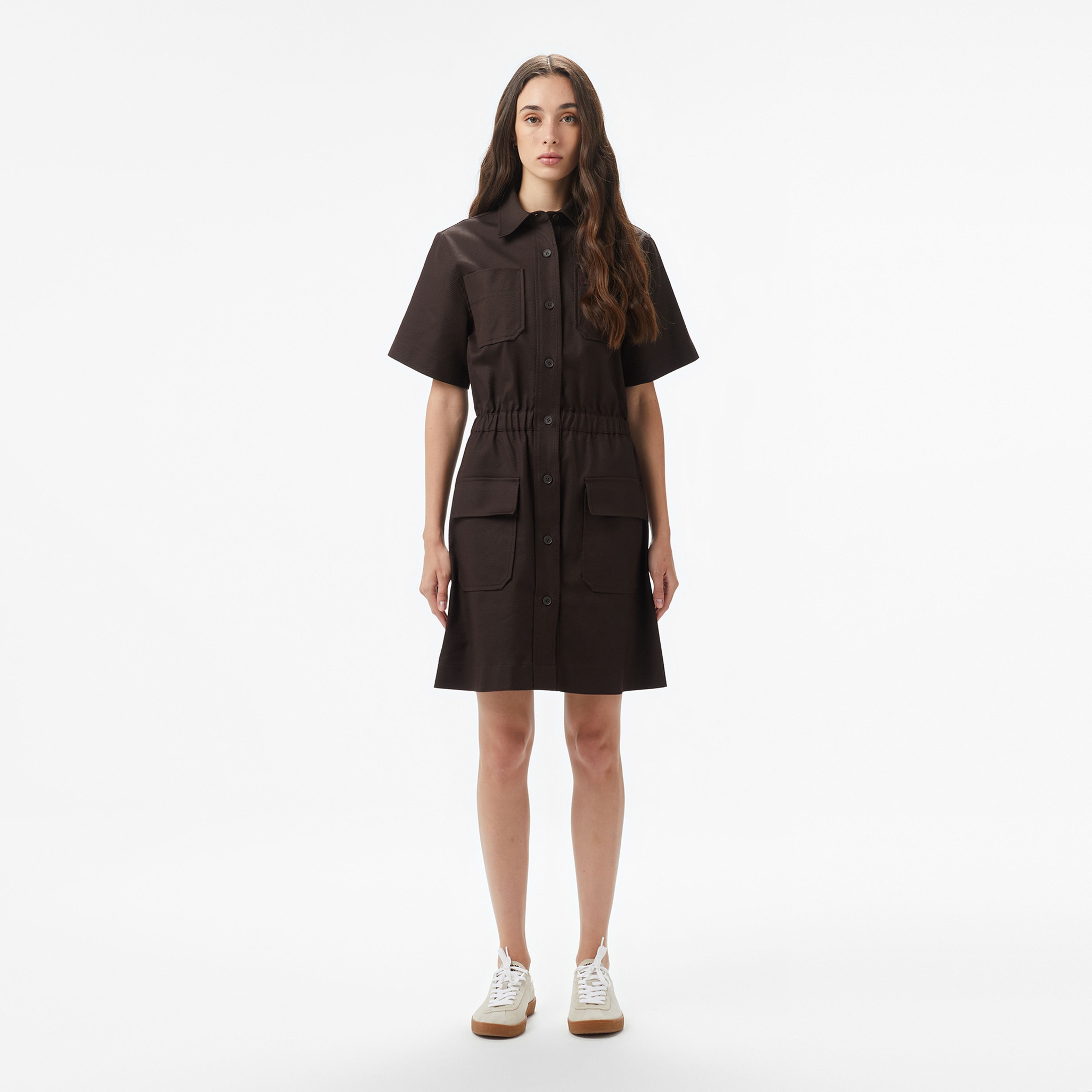 Lacoste Kadın Classic Fit Kısa Kollu Kahverengi Elbise Lacoste Kadın Classic Fit Kısa Kollu Kahverengi Elbise