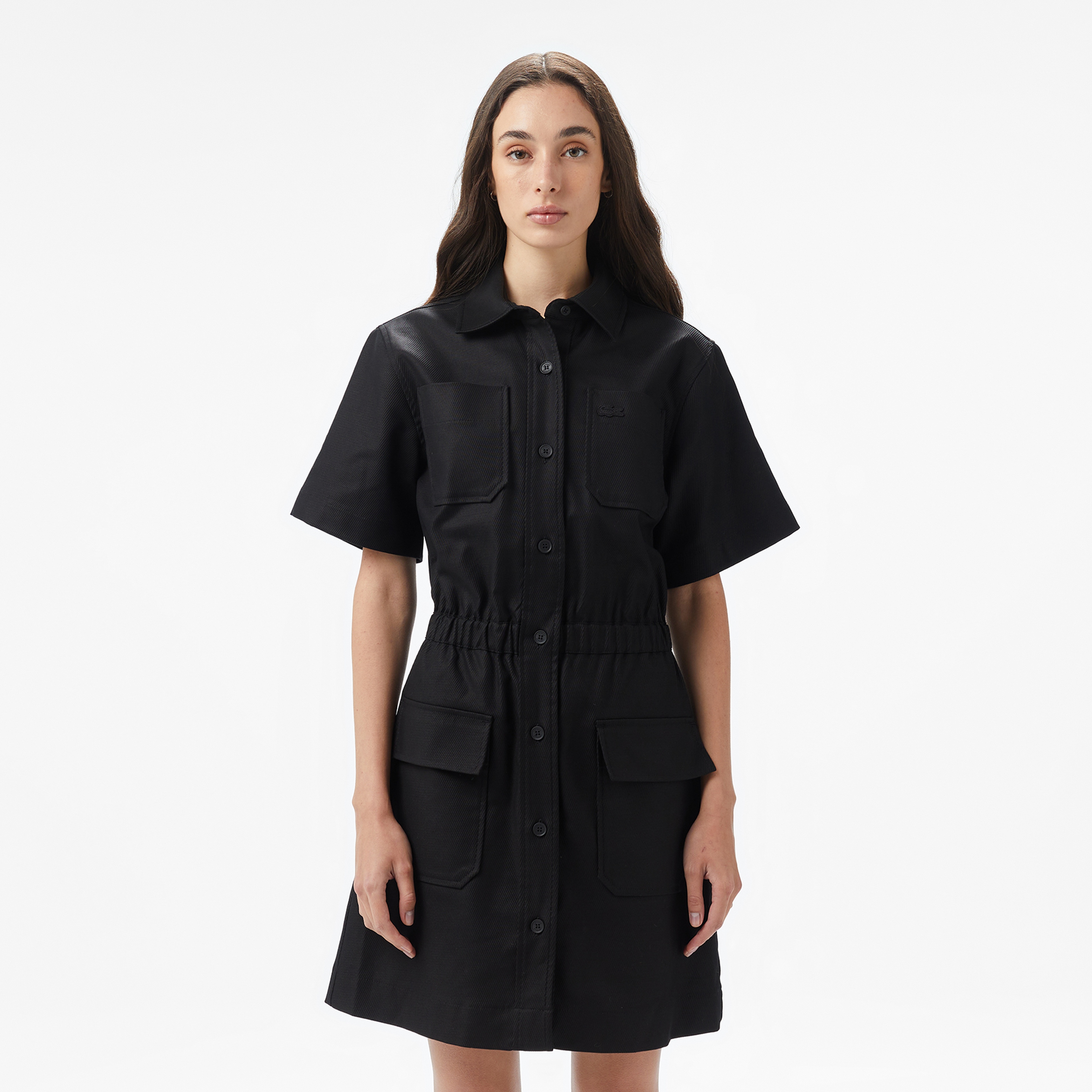 Lacoste Kadın Classic Fit Kısa Kollu Siyah Elbise Lacoste Kadın Classic Fit Kısa Kollu Siyah Elbise