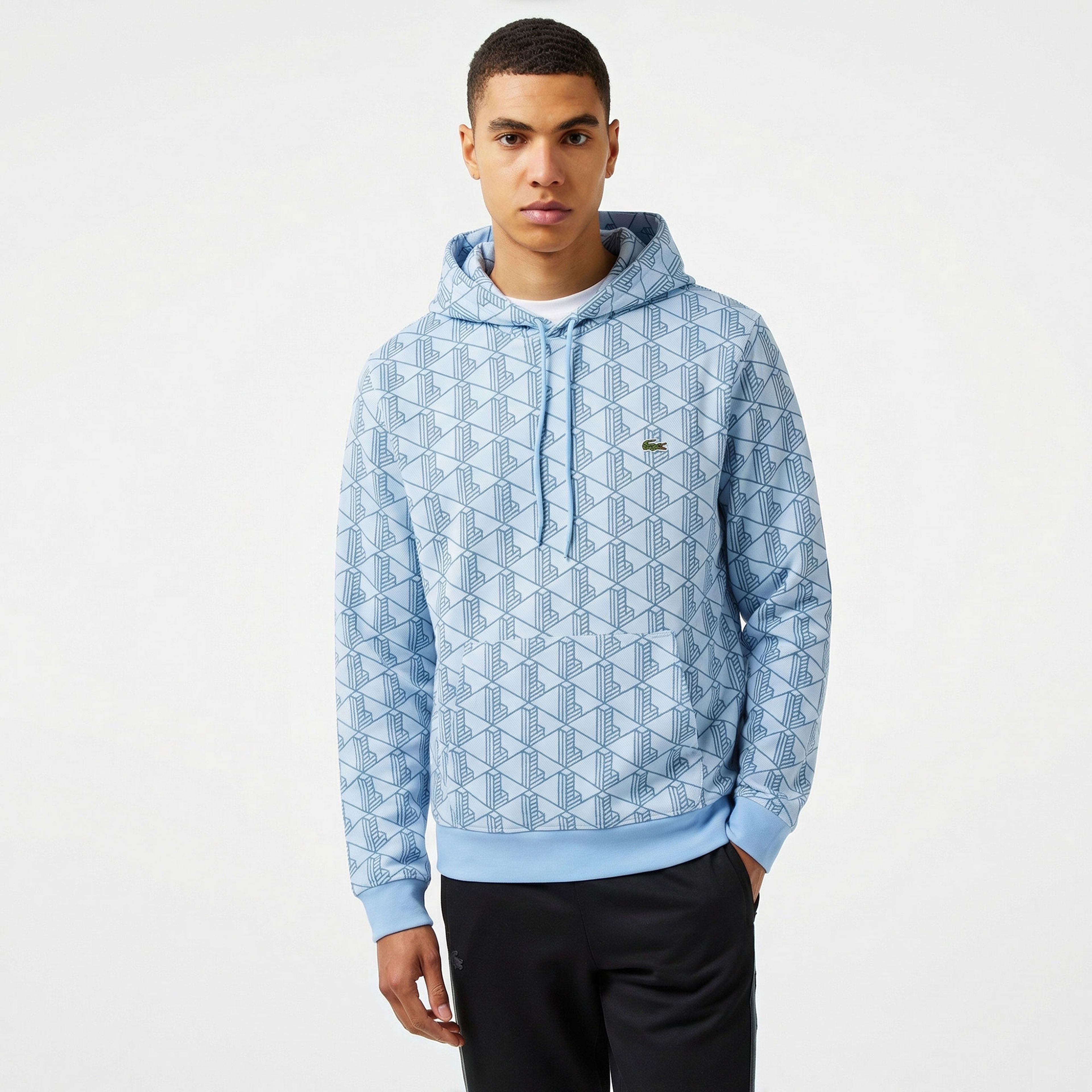 Lacoste Relaxed Fit Monogram Erkek Mavi Sweatshirt Lacoste Relaxed Fit Monogram Erkek Mavi Sweatshirt